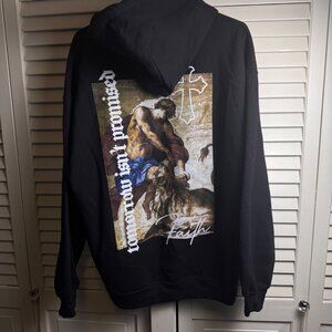 Popular Poison Black Hoodie W/ Cross & Faith Graphic XL Cotton Blend Unisex